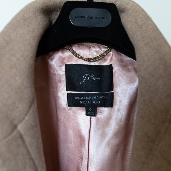 J.Crew Cocoon Coat stadium cloth wool sandstone jacket size 0 - Picture 5 of 11